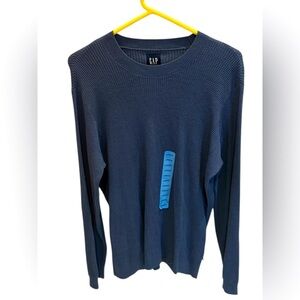Gap Mens Sweater Blue Waffle Knit Crew Neck Size Large New with Tags